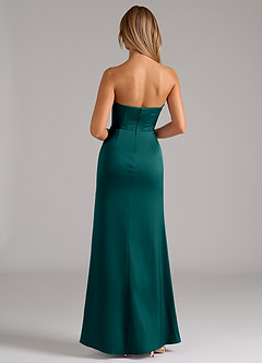 Azazie Johana Brautjungfernkleider Wandelbar Meerjungfrau-Linie Schulterfrei Stretch-Satin Kleid Pfau image7