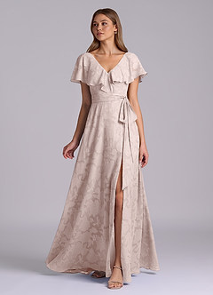 Azazie Lainey Jurken voor bruidsmeisjes Jurk van Bloemen Burn-out met A-Lijn met Zakken Blozend Roze image5