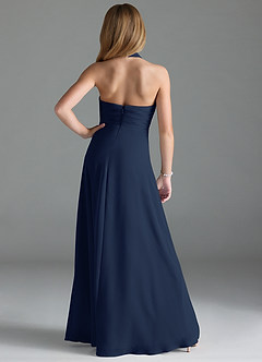 Azazie Tessie Junior Dark Navy A-Line Pleated Chiffon Dress image2