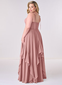 Barbie ♥ Azazie Brudtärnklänningar Klänning av A-Line i Chiffong Rosett Dammig Ros image7