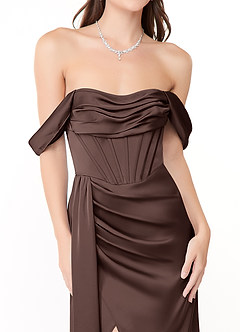 Azazie Amyra Brudtärnklänningar Klä av Sjöjungfru i Stretch Satin Av axeln Ganache Konvertibel image7