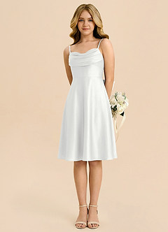Azazie Bear Junior White A-Line Sweetheart Neckline Stretch Satin Dress image5
