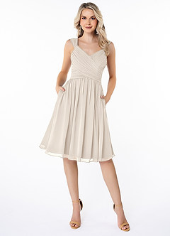 Azazie Angie Bridesmaid Dresses White Alabaster A-Line Corset Chiffon Dress image1