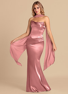 Azazie Sorrel Robes de demoiselle d'honneur Robe Sirène Convertible en Satiné métallisé Corset Rosette image1