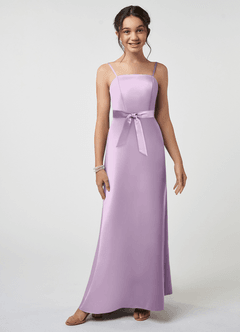 Azazie Anina Junior Robe Trapèze en Satin extensible Arc Frostiges Flieder image3