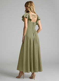 Azazie Bondi Brautjungfernkleider A-Linie Gestreift Stretch-Satin Kleid Pistazie image2