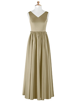Azazie Hathaway Junior Moss Green A-Line Bow Stretch Satin Dress image7