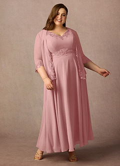 Azazie Devana Mère de la mariée Robes Robe Trapèze en Mousseline de soie Sequins Rose Poussiéreuse image9