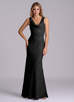 Azazie Rylina Final Sale Black Mermaid Floral Burnout Dress image1