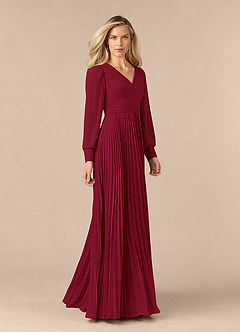 Azazie Zina Mother of the Bride Dresses Burgundy A-Line Pleated Chiffon Dress image2