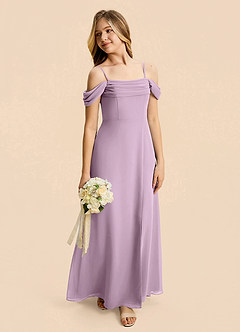 Azazie Lilly Junior Wisteria A-Line Pleated Chiffon Dress image5