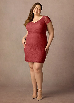 Azazie Lucilia Final Sale Rust Sheath Lace Dress image7