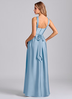 Azazie Dixie Suknie dla druhen Linia A Pofałdowany Satyna elastyczna Do ziemi Sukienka image5