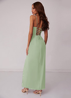 Barbie ♥ Azazie Bridesmaid Dresses Dusty Sage Sheath Corset Chiffon Dress image3