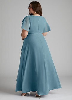 Azazie Aaliyah Modest Bridesmaid Dresses A-Line Scoop Pleated Chiffon Floor-Length Dress image9
