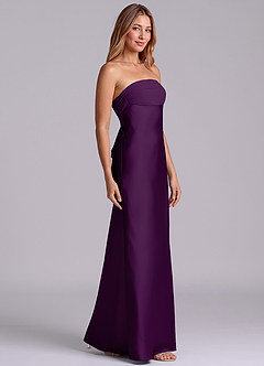 Azazie Ailanie Brudtärnklänningar Klä av Tubklänning i Stretch Satin Axelbandslös Druva image4