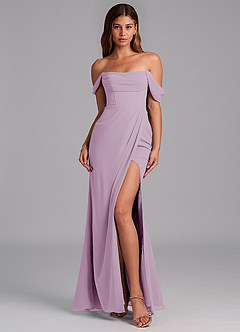 Azazie Johana Jurken voor bruidsmeisjes Converteerbaar Jurk van Chiffon met Zeemeermin Off the Shoulder Blauweregen image3