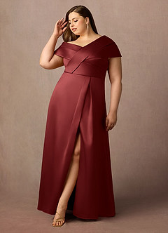 Azazie Marissa Moeder van de bruid jurken A-Lijn Jurk van mikado Geplooid Bourgondië image8