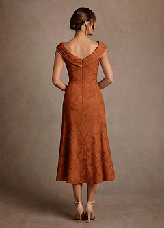 Azazie Keith Moeder van de bruid jurken Kolom Jurk van Bloemen Burn-out Geplooid Verbrande Sinaasappel image2