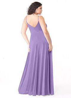 Azazie Evalin Vestidos de damas de honor Vestido de Tahití de Malla de Corte en A con Cuello en V Plisado image8