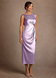 Azazie Mazhe Mère de la mariée Robes Robe Trapèze en Satin extensible Plissée Frostiges Flieder image4