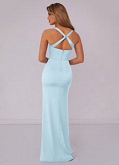 Barbie ♥ Azazie Bridesmaid Dresses Sky Blue Mermaid Pleated Stretch Satin Dress image2