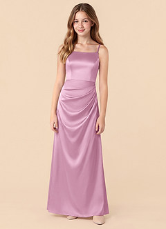 Azazie Renna Junior Robe Sirène en Satin extensible Plissée Rose Bonbon image5