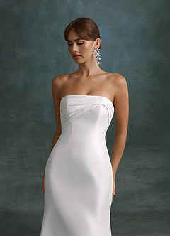 Azazie Vivianna Robes de mariée Robe Sirène en Mikado Bustier Blanc De Diamant image2
