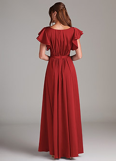 Azazie Daphne Modest Bridesmaid Dresses A-Line Ruched Stretch Satin Floor-Length Dress image6
