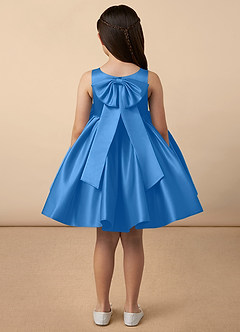 Azazie Bo Peep Final Sale Agave A-Line Bow Matte Satin Dress image4
