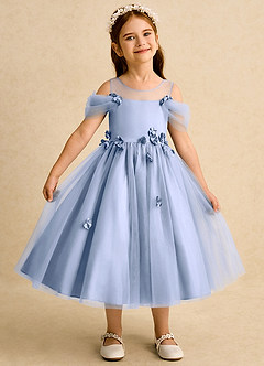 Azazie Juni Robe Demoiselle D'honneur Fillette Robe Princesse en Tulle Plissée Eis image1
