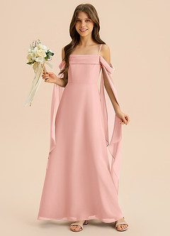 Azazie Moana Junior Linia A Pofałdowany Szyfon Długość podłogi Młodsza druhna Sukienka image4