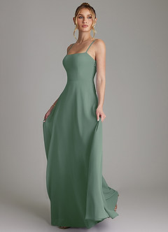 Azazie Elita Bridesmaid Dresses Eucalyptus A-Line Pleated Chiffon Dress image6