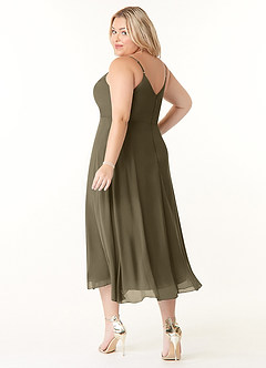 Azazie Clarissa Brautjungfernkleider A-Linie V-Hals Chiffon Kleid Weidengrün image10