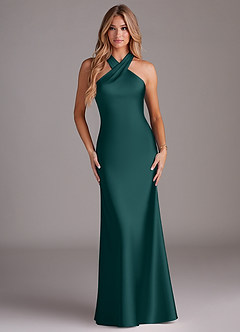 Azazie Doretta Brautjungfernkleider Meerjungfrau-Linie Plissee Stretch-Satin Kleid Kiefer image1