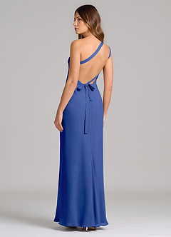 Azazie Monroe 신부 들러리 드레스 쉬스 한쪽 어깨 쉬폰 바닥 길이 드레스 image2