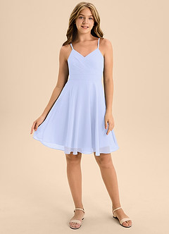 Azazie Avelina Junior Lavender A-Line Pleated Chiffon Dress image1