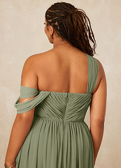 Christian Siriano Bridal for Azazie 1014 Bridesmaid Dresses Pistachio A-Line Off the Shoulder Chiffon Dress image16