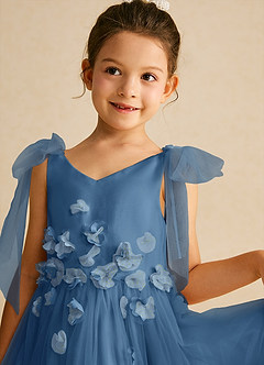 Azazie Minia Flower Girl Dresses Twilight A-Line Bow Matte Satin Dress image4