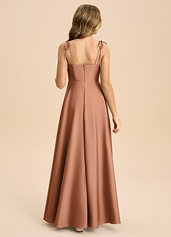 Azazie Popsy Junior A-Line Sløjfe Stræk satin Gulv-længde Junior brudepige Kjole image2