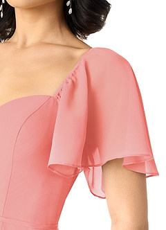 Azazie Chloe Bridesmaid Dresses Coral A-Line Sweetheart Neckline Chiffon Dress image6