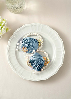 front Matching Color Bridesmaids Wrist Corsage with Pearl Bracelet
