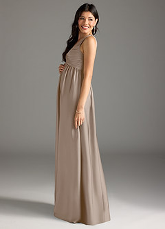 Azazie Yetta Maternity Bridesmaid Dresses A-Line Pleated Stretch Satin Floor-Length Dress image4