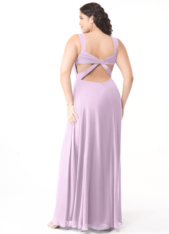 Azazie Nahrin Bridesmaid Dresses Frosted Lilac A-Line V-Neck Pleated Chiffon Dress image10