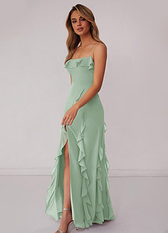 Barbie ♥ Azazie Bridesmaid Dresses Agave Sheath Bow Chiffon Dress image5