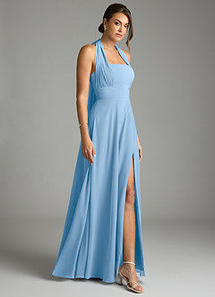 Azazie Tamira Bridesmaid Dresses Powder Blue A-Line Pleated Chiffon Convertible Dress image7