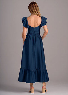 Azazie Anaya Bridesmaid Dresses Dark Navy A-Line Sweetheart Neckline Stretch Satin Convertible Dress image2