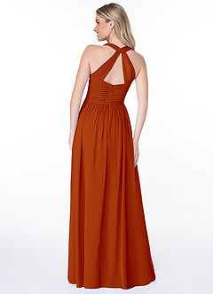 Azazie Jaclyn Bridesmaid Dresses Paprika A-Line Pleated Chiffon Dress image2