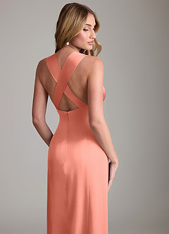 Azazie Cemion Brudtärnklänningar Klä av A-Linje i Stretch Satin Laxrosa image2