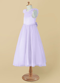 Azazie Dolly Flower Girl Dresses Lilac A-Line Bow Tulle Dress image9